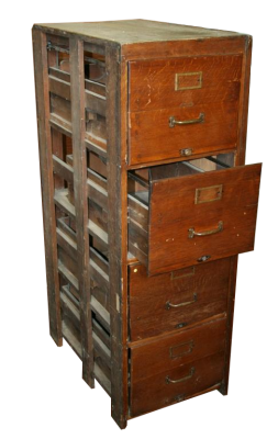 Schedario a colonna in rovere